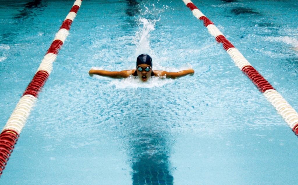 Sophomore Cara Chin swims Butterfly competitively at the Stony Point meet.