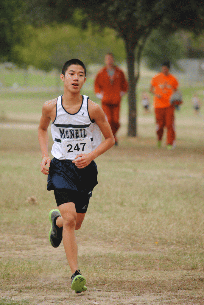 Running on an early saturday owning, Matthew Khuong (10) represents the JV cross country team at a cross country meet. He practices everyday before school, and even runs five miles on the weekends. For the past two years, cross country has bought me how hard work beats talent, Khuoug said (10). Being on this team boosted my confidence and self-esteem.
