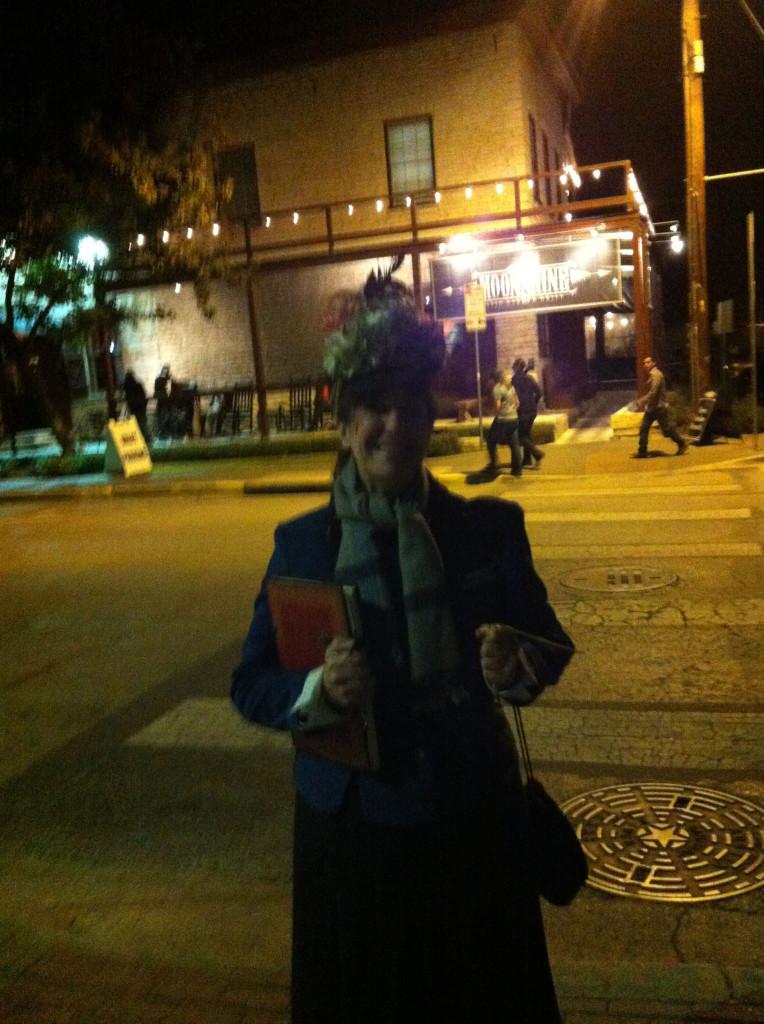Austin Ghost tours guide holds the paranormal rods, hoping to have an experience. 