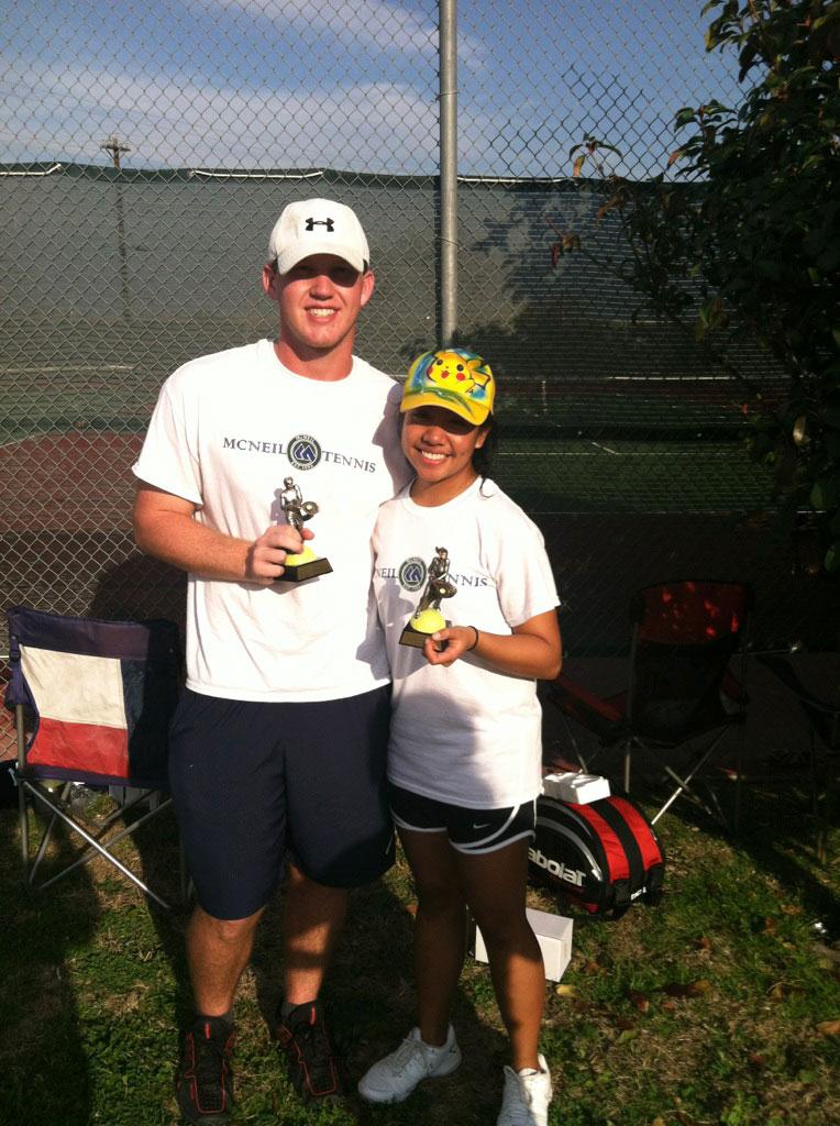 Senior mixed doubles team of Marielle Catalos and Jared Hahne after winning the consolation bracket. 