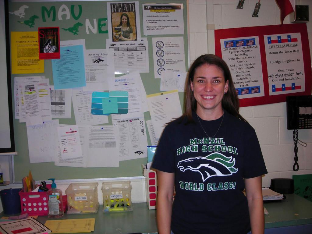 Erin Balfour won teacher of the year. She teaches English III at the AP and regular levels.