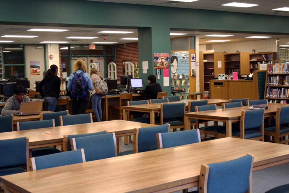 Students can gather in the library to get help from teachers on core subjects.