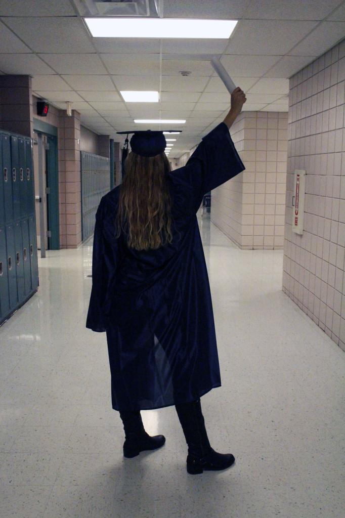 Seniors are both nervous and excited to walk across the stage in cap and gown.