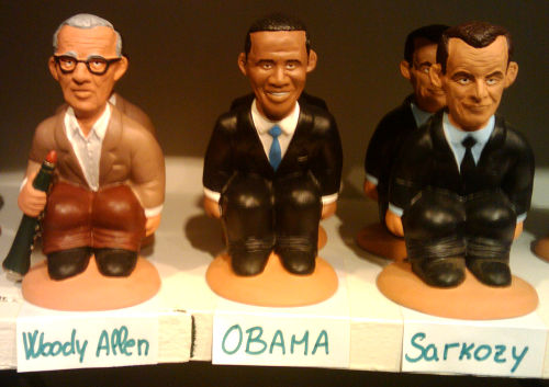 Various canagers featured in countries like Spain and Portugal include President Obama and Woody Allen. 