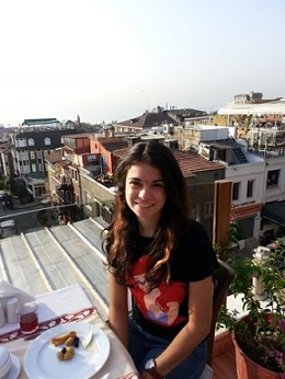 Velji having breakfast on the roof of the hotel in Istanbul. 