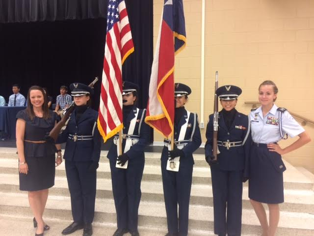 The all female Color Guard team makes its first appearance at the NHSMAT induction ceremony. The team places 2nd in the competition on 11/5/16.  Im really excited to be in color guard, Alejandra Vasquez said. Its something Ive been wanting for a while, and Im glad to be apart of it. 