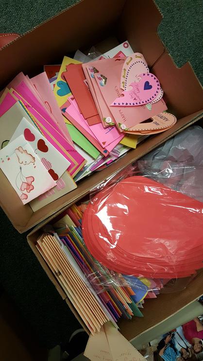 Boxes of Valentines Day cards made by NHS and other groups are ready to be delivered to children in local area hospitals.