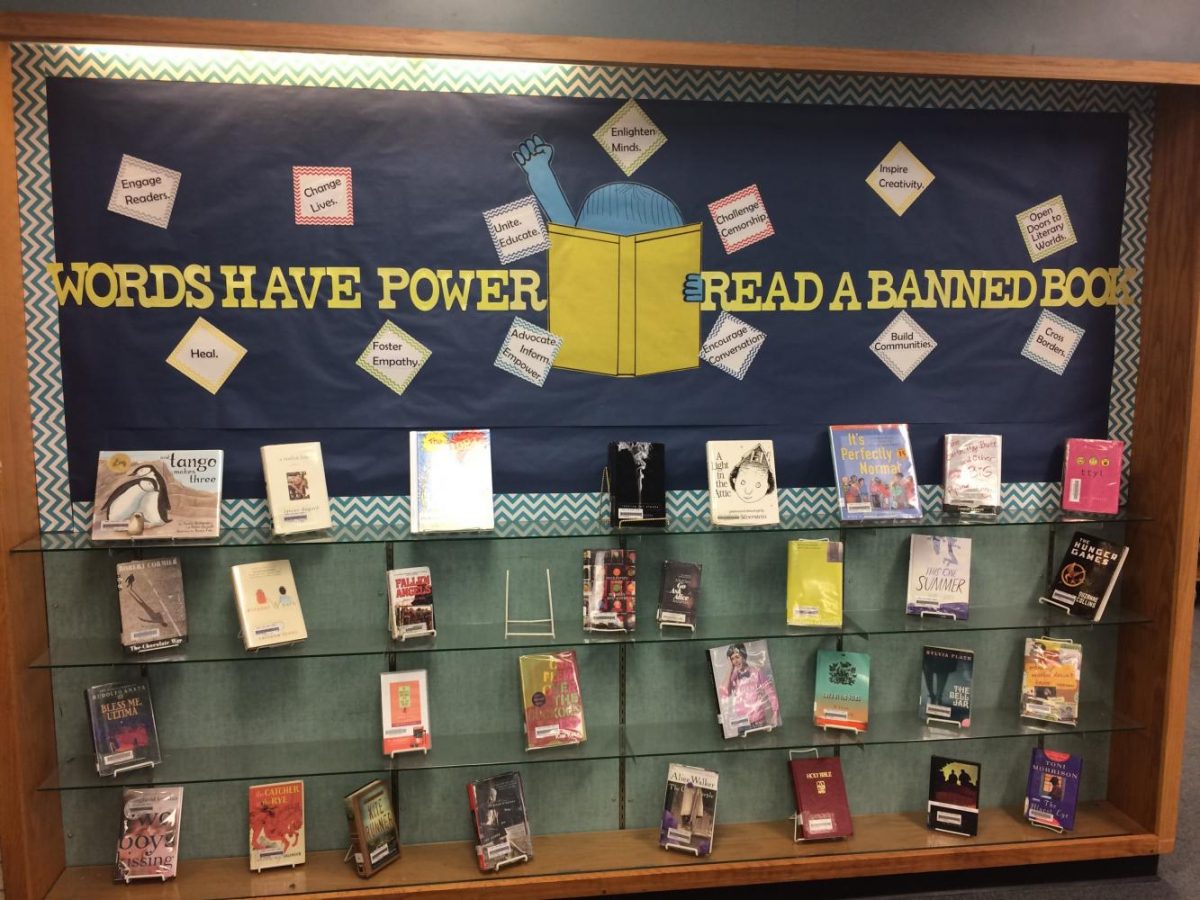 Banned books week library display 