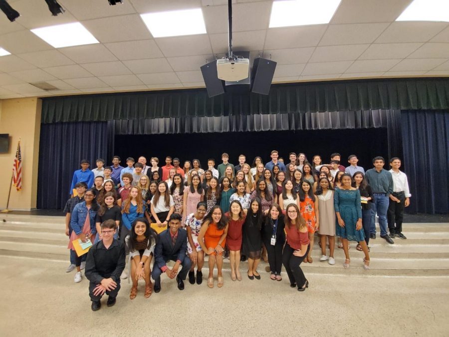 The inductees of Mu Alpha Theta group together after the induction ceremony!