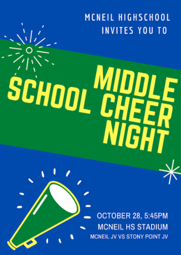 Middle school cheer night flyer for Oct. 28.