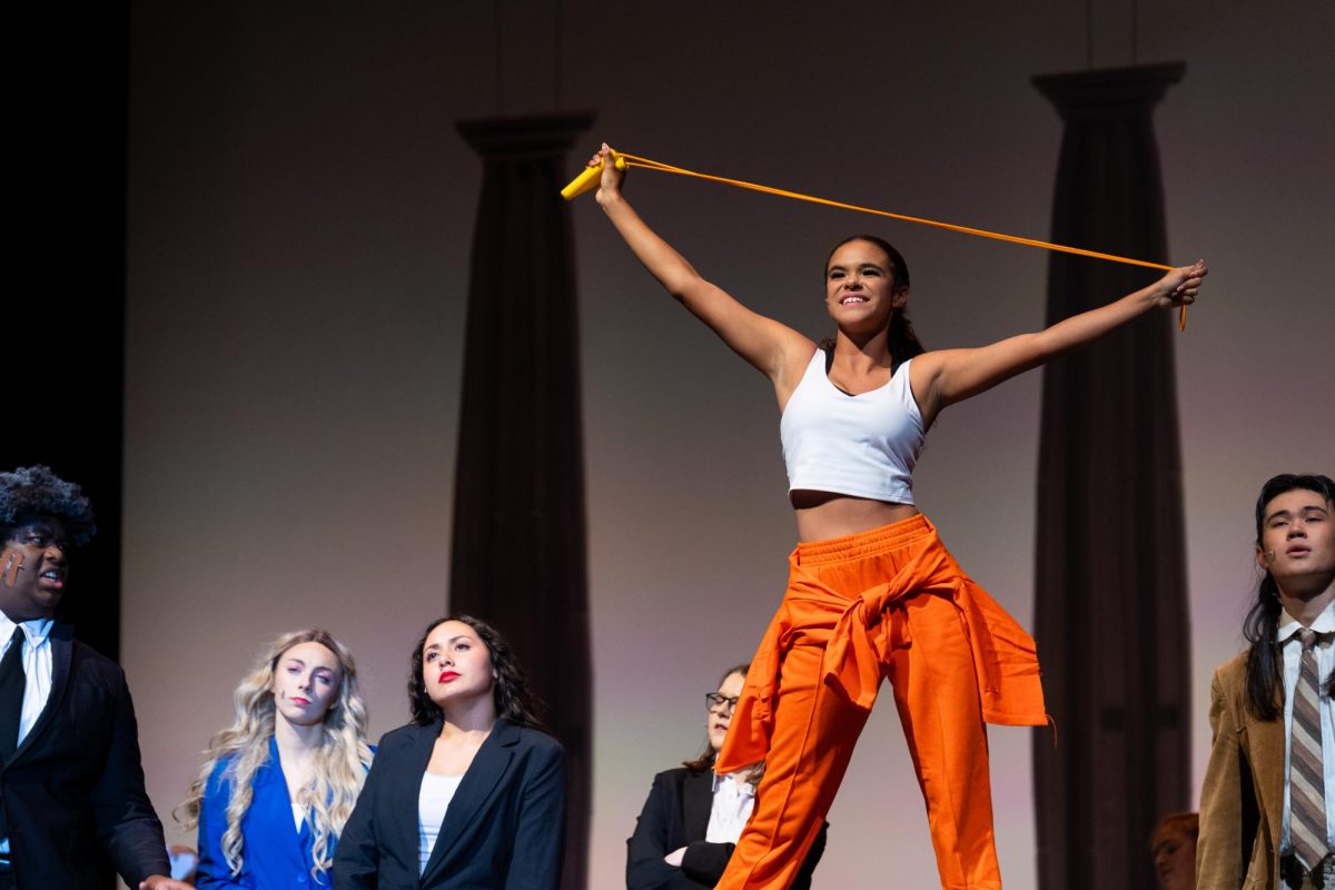 Junior Kaitlyn Kenney performs in last year's  MavTheatre 'Legally Blonde' musical production as Brooke Wyndham.