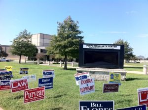 Voting signs outside the PAC in Oct. 2012.