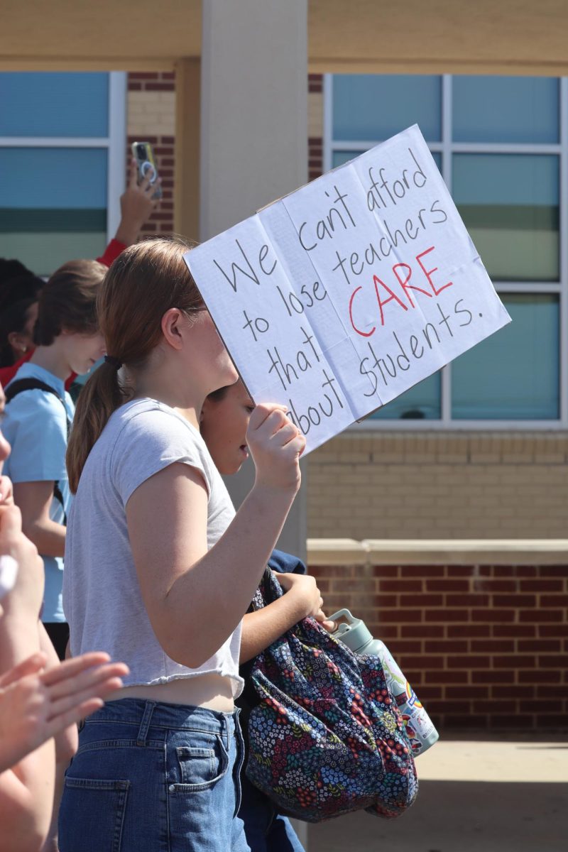 At 11:10 students walked out of the school, with signs in hand protesting teacher's rights