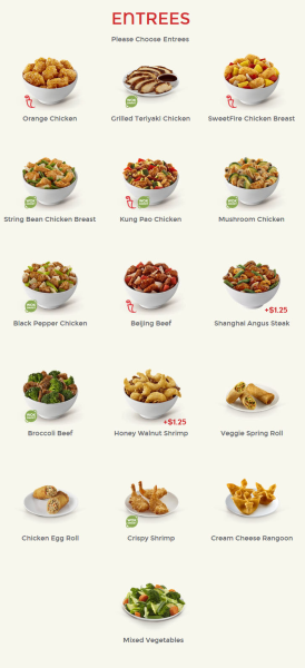 With a variety of different entrees ranging from chicken, to shrimp, to even tofu, Panda Express has an option for everyone. Image via Panda Express