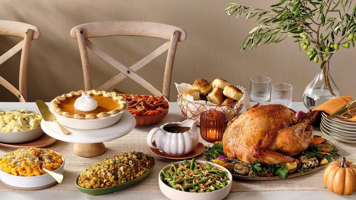 Aldi's Thanksgiving display includes the traditional turkey, mashed potatoes and pumpkin pie. Photo Courtesy of Sunset Magazine