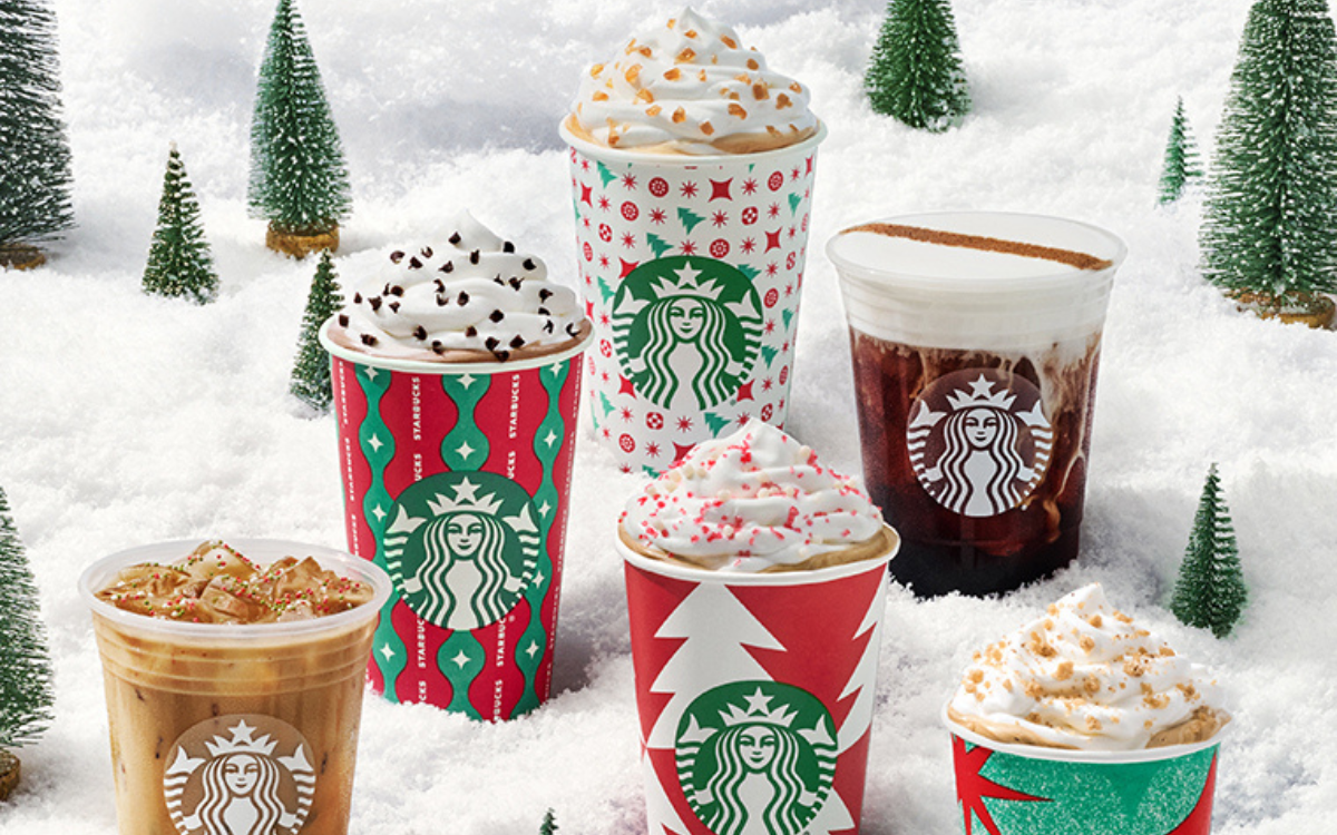 Image displaying some of the items on the Starbucks Christmas Menu. The menu will most likely be available until the second week of January, with it being the last seasonal change until the spring menu is released. Photo Courtesy of Starbucks