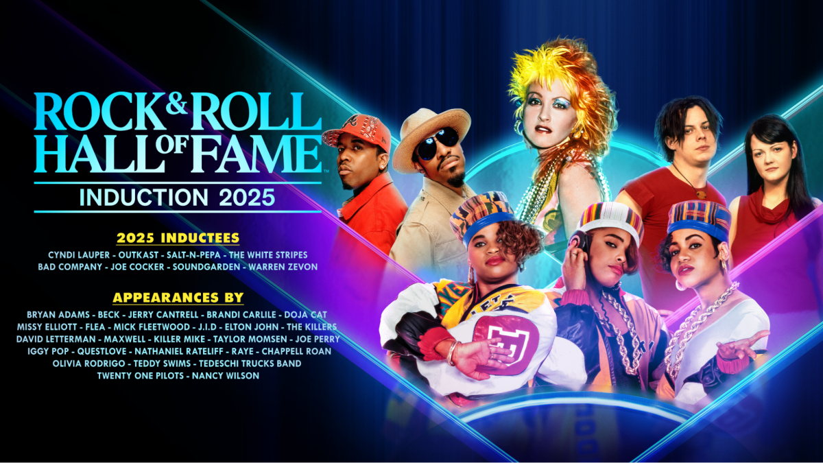 Poster showing the inductees in the 2025 Rock and Roll Hall of Fame Class. Photo Courtesy of Rock and Roll Hall of Fame