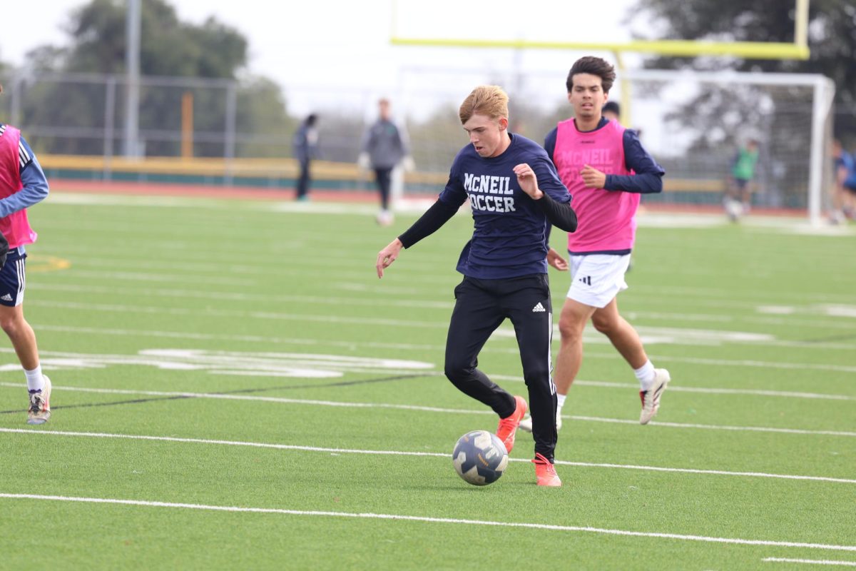 Driving down the line with the ball, senior Nicholas Pickerill sees space ahead of him to take. “I think tryouts went great for me, but I know for a lot of other people, it was very competitive because of how many
people there were,” Pickerill said. “They cut 60 people, so it was a very competitive trial. I’m hoping this season goes well, we have a new coach, so there’s new beginnings. I like the team, I think we’ll do pretty good.”
