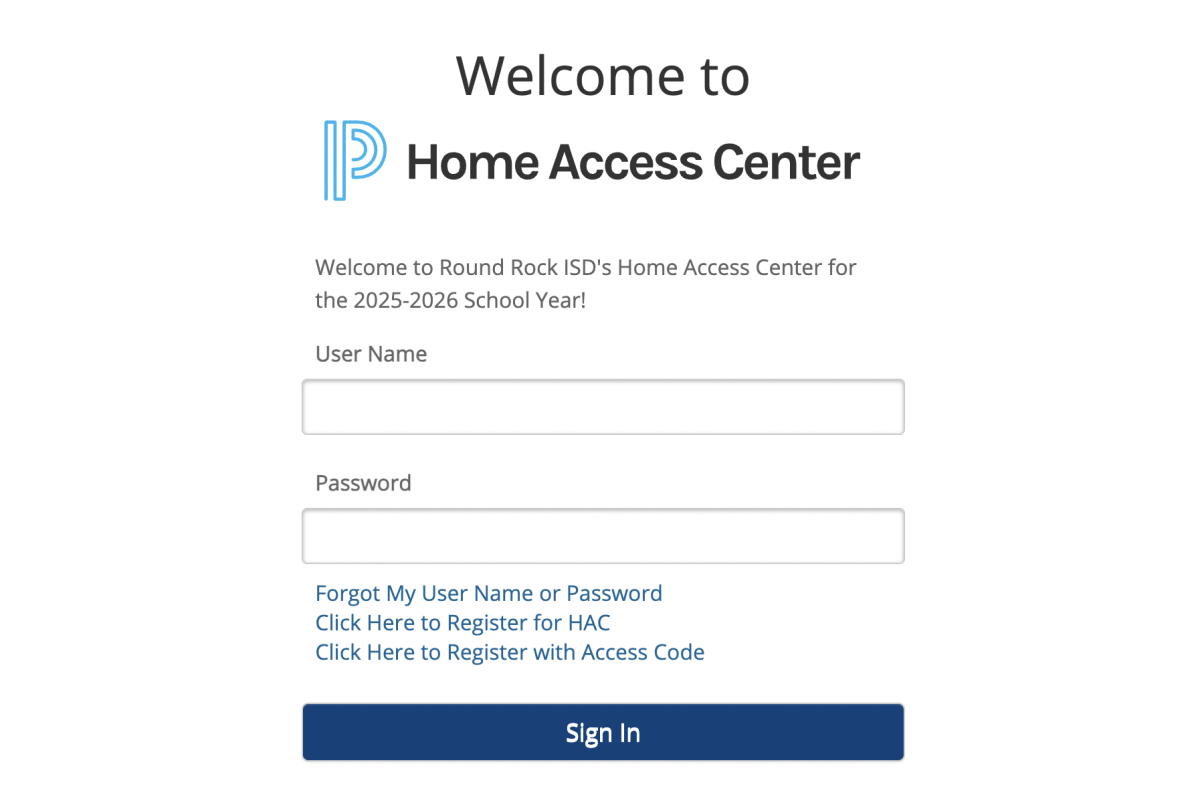 Home Access Login Page for Round Rock ISD Students. Photo Courtesy of Home Access Center