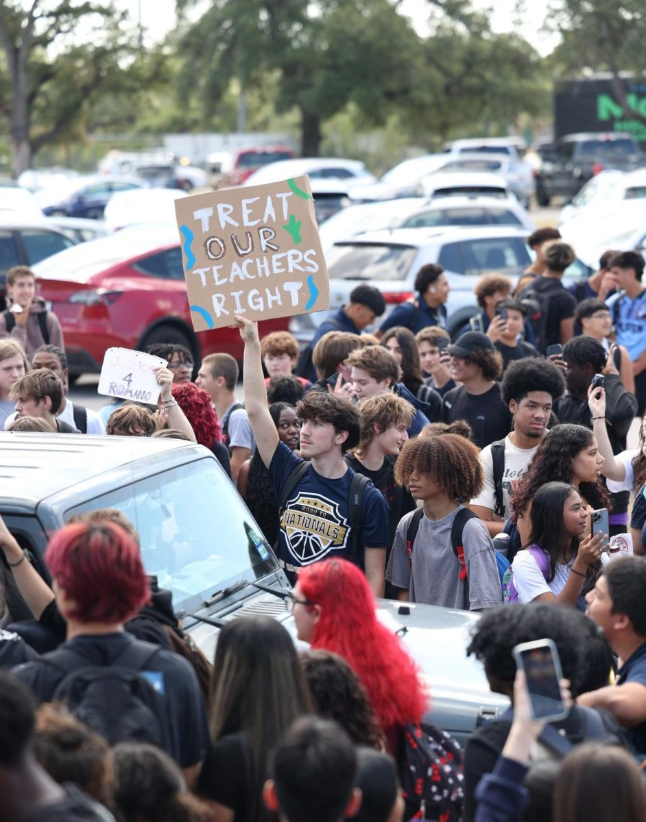Students gathered at the walkout for Mr. Romano on Sep. 26, 2025