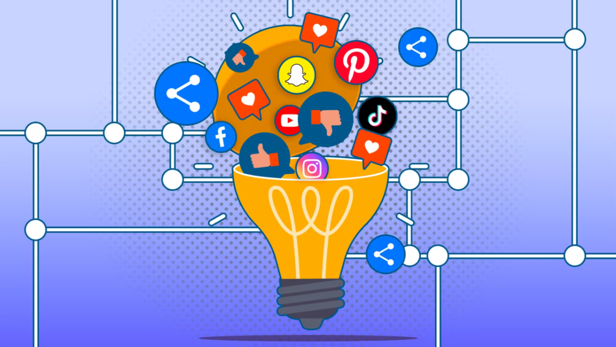 Graphic displaying the connections between social media platforms, and the algorithm, or content in which those apps promote to users. Photo Courtesy of LinkedIn
