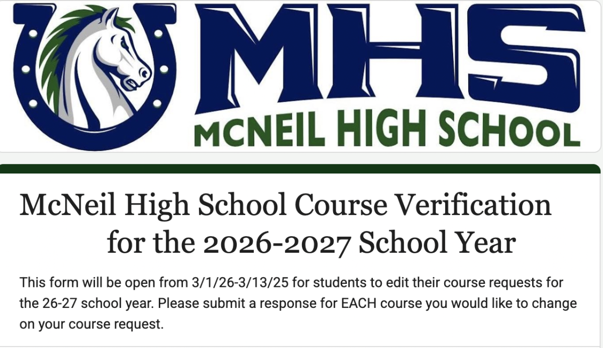 The McNeil course verification form. 

Photo courtesy of McNeil High School