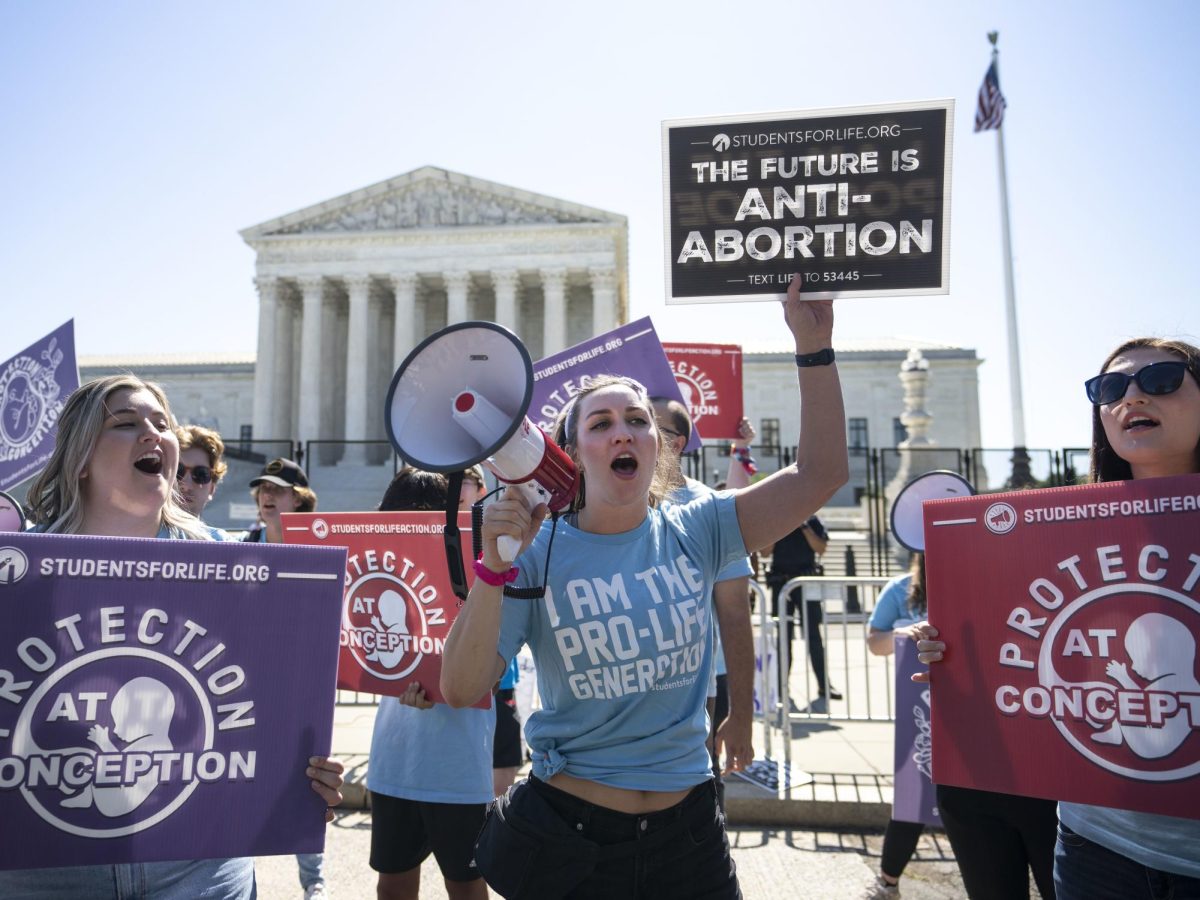 Anti-abortion activists gather in front of the U.S. Supreme Court on June 6.