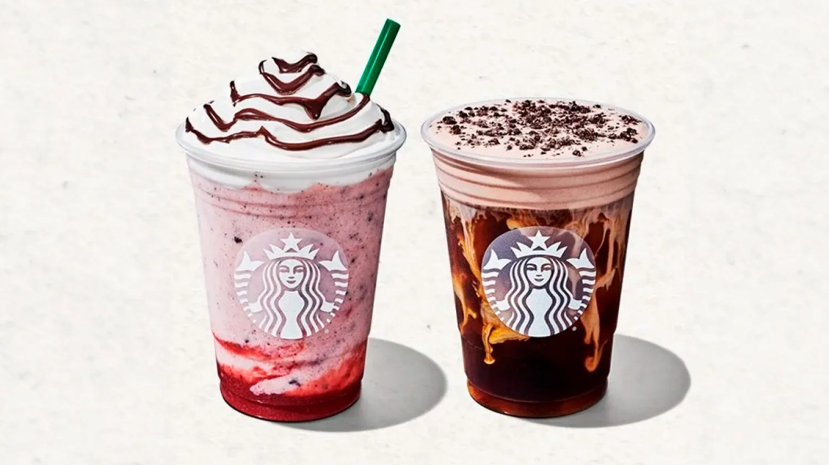 Image via WRIC, picturing two new drink items following the Valentine’s Day Starbucks drop.