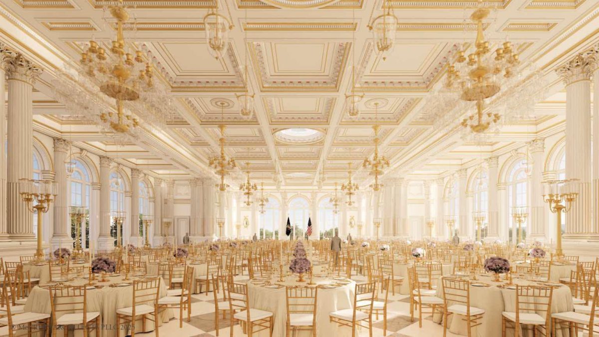 The potential interior  of the new $400 million ballroom. Photo Courtesy of BBC