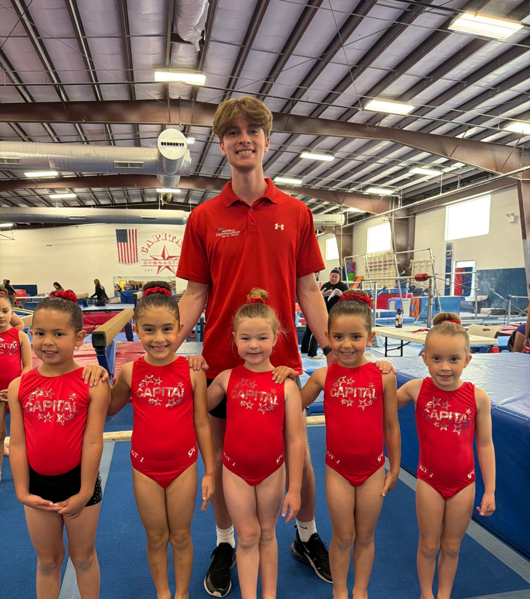 During an IGT (Internal Gymnastics Team) meet, Faris’ team won first place against all the capital locations – Pflugerville, Cedar Park, and Round Rock. “I was really excited,” Faris said. “I feel not only proud of myself, but I’m more proud of them because they do put in the hard work. I push them really hard because I know they can be really good and I want them to be happy when they win.” Photo from Alex Faris